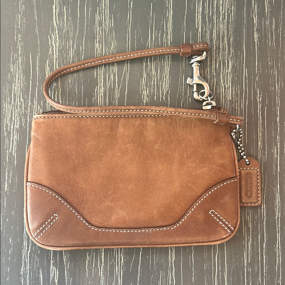 Coach Brown Leather Wristlet
